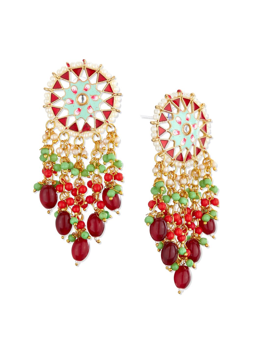 ATIBELLE Multicoloured Gold Plated Floral Drop Earrings
