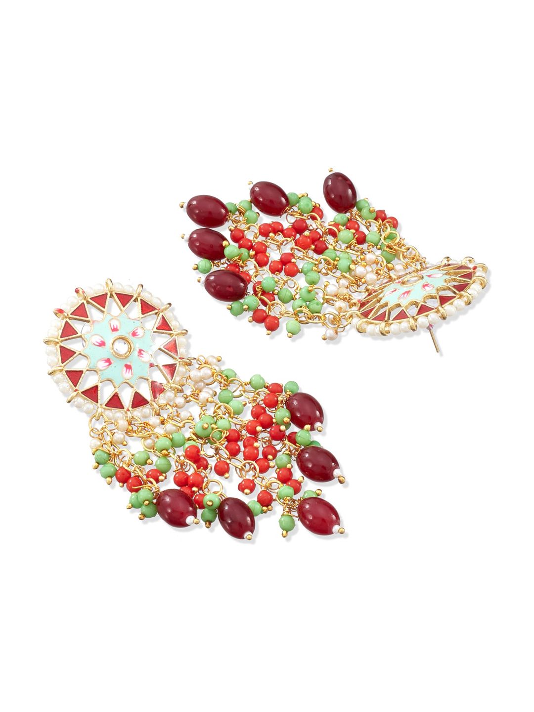 ATIBELLE Multicoloured Gold Plated Floral Drop Earrings