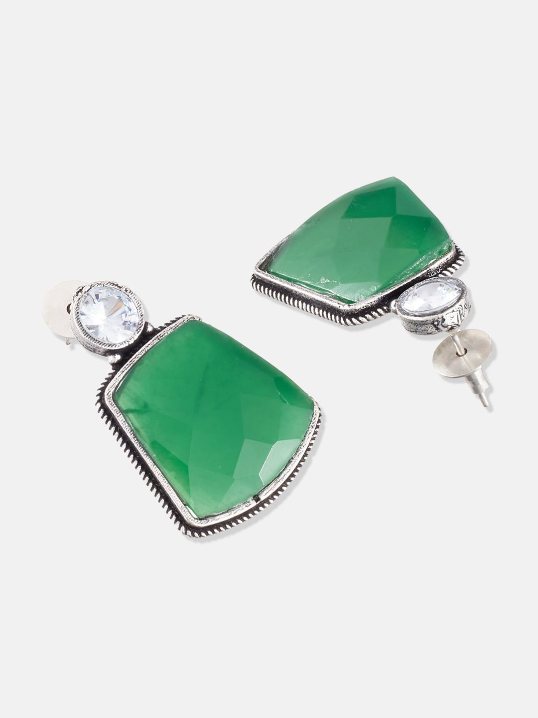 ATIBELLE Green Contemporary Drop Earrings