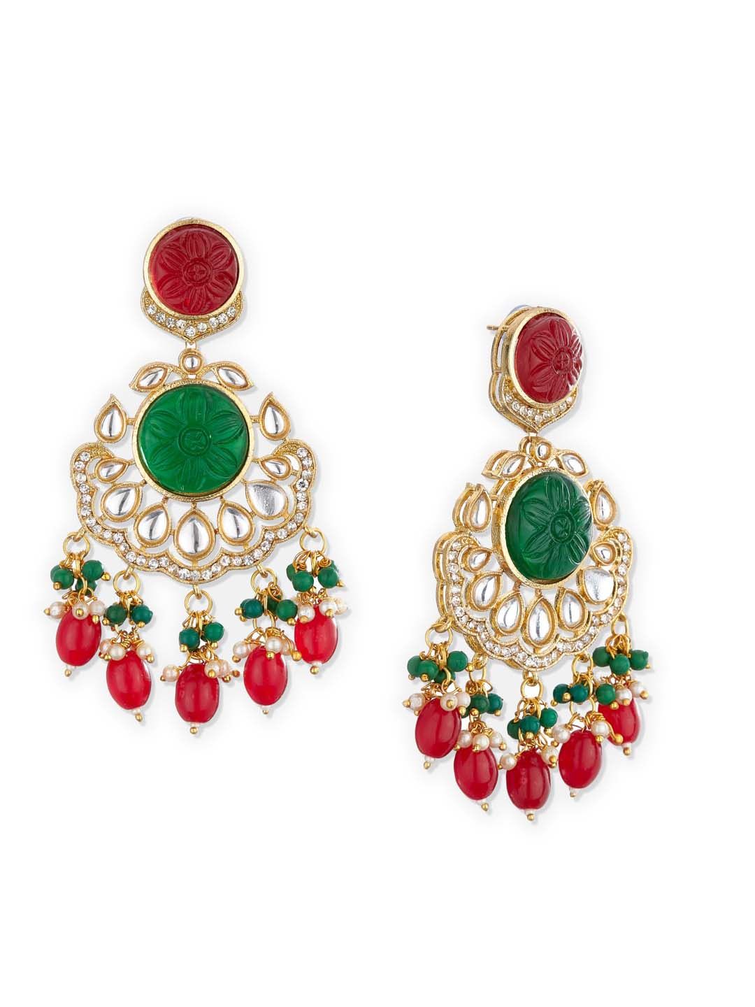 ATIBELLE Green Floral Chandbalis Earrings
