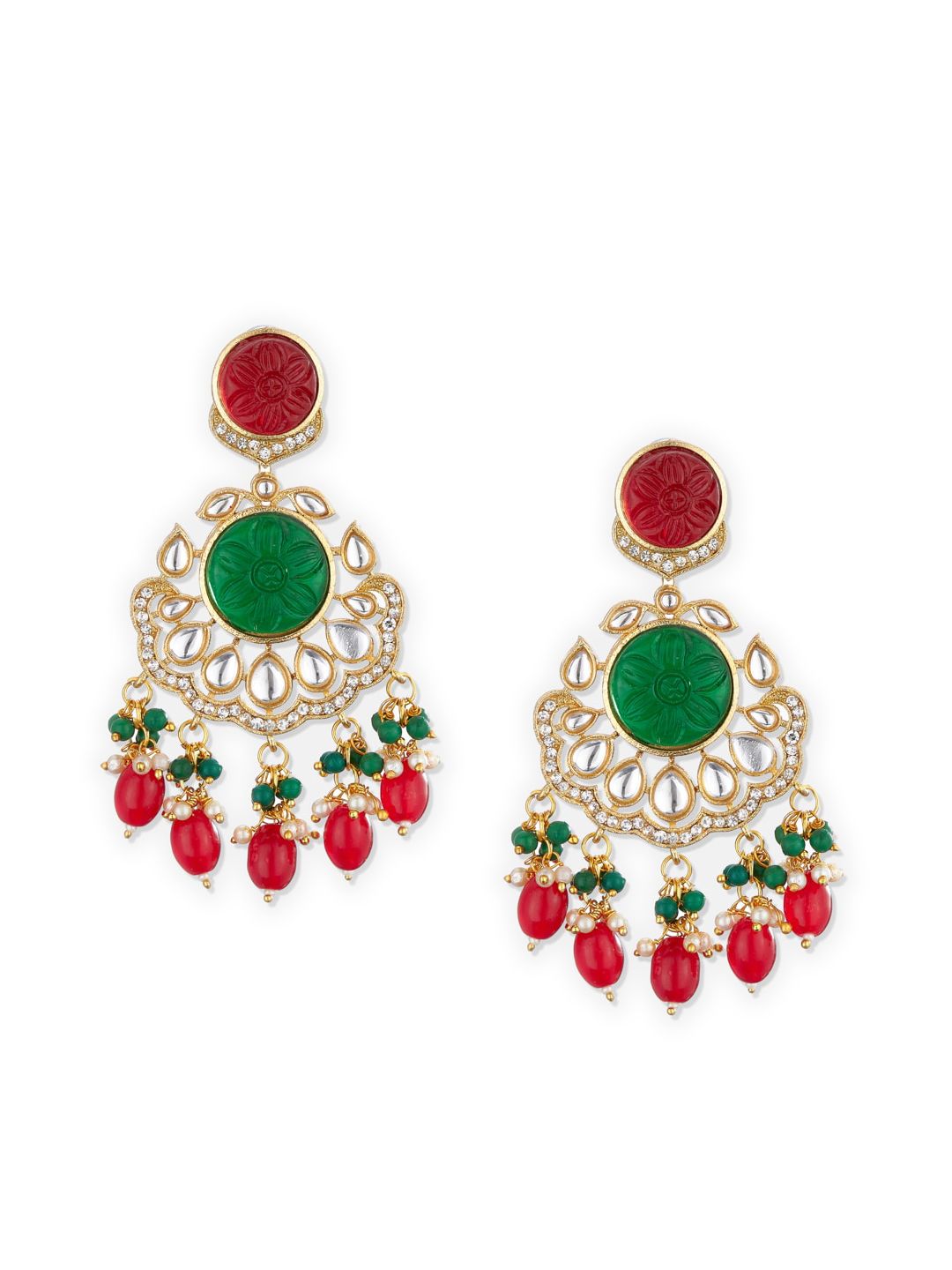 ATIBELLE Green Floral Chandbalis Earrings