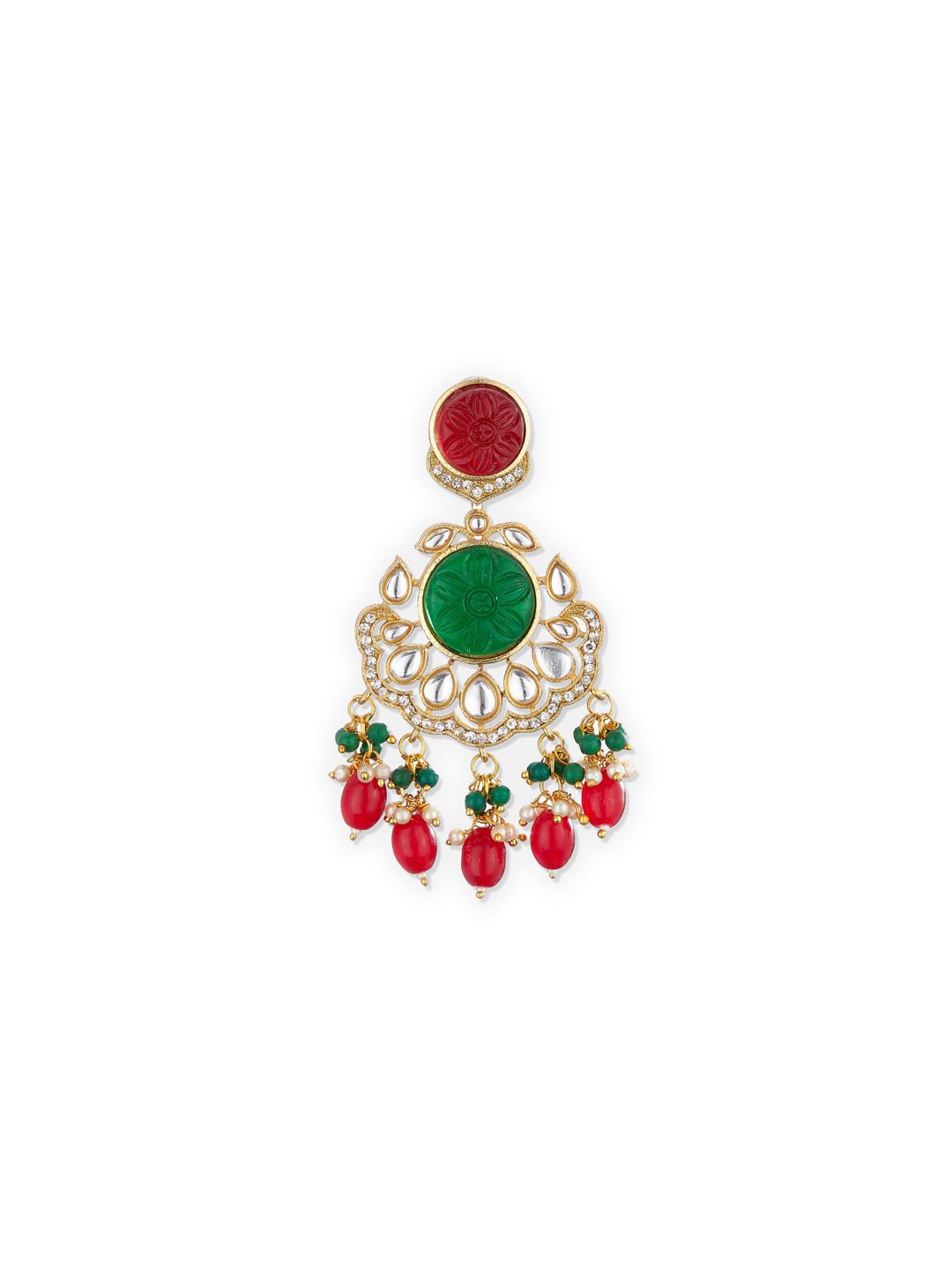 ATIBELLE Green Floral Chandbalis Earrings