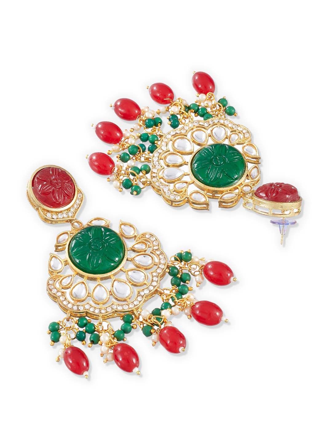 ATIBELLE Green Floral Chandbalis Earrings