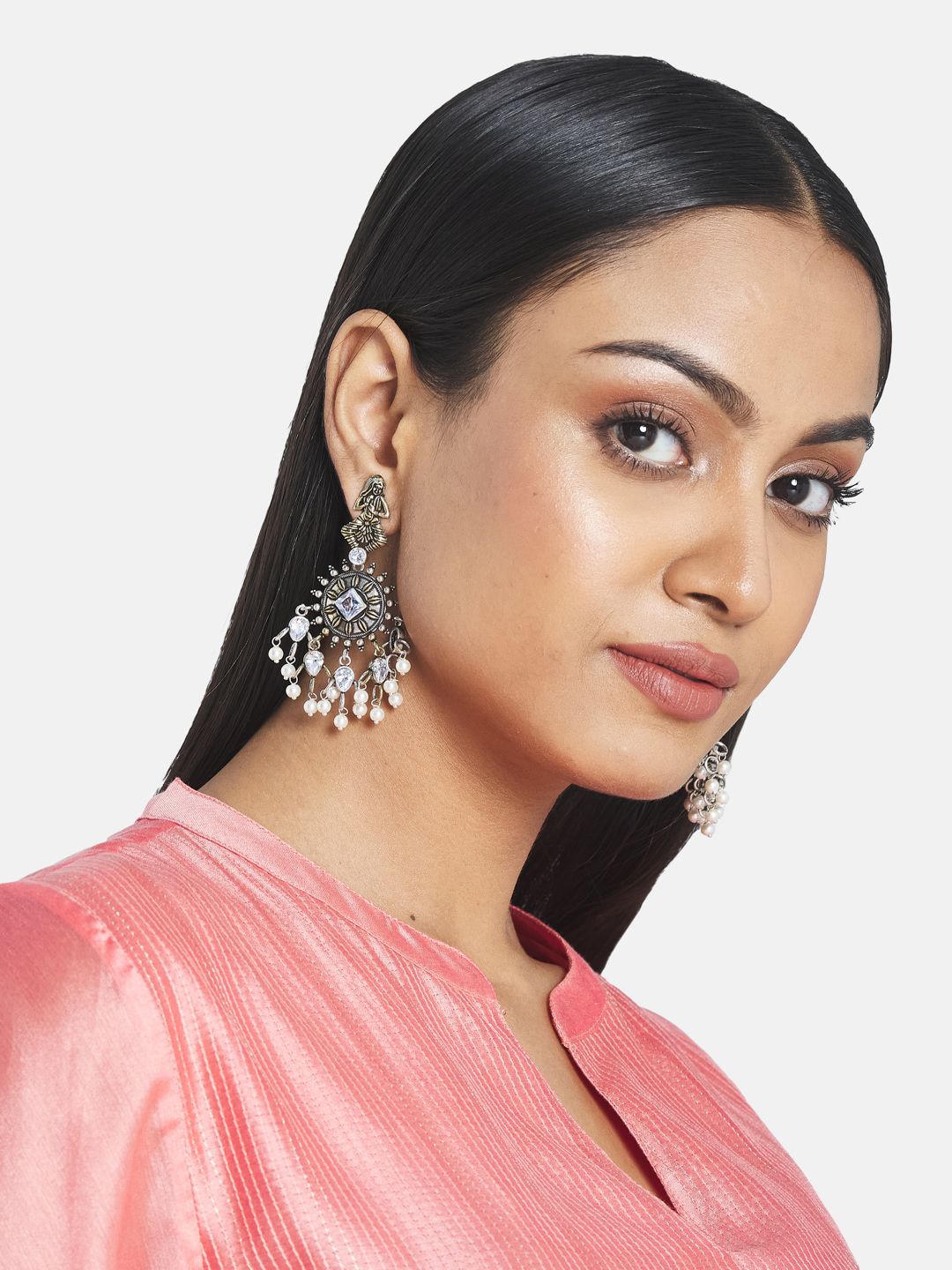 ATIBELLE Copper-Toned Contemporary Drop Earrings