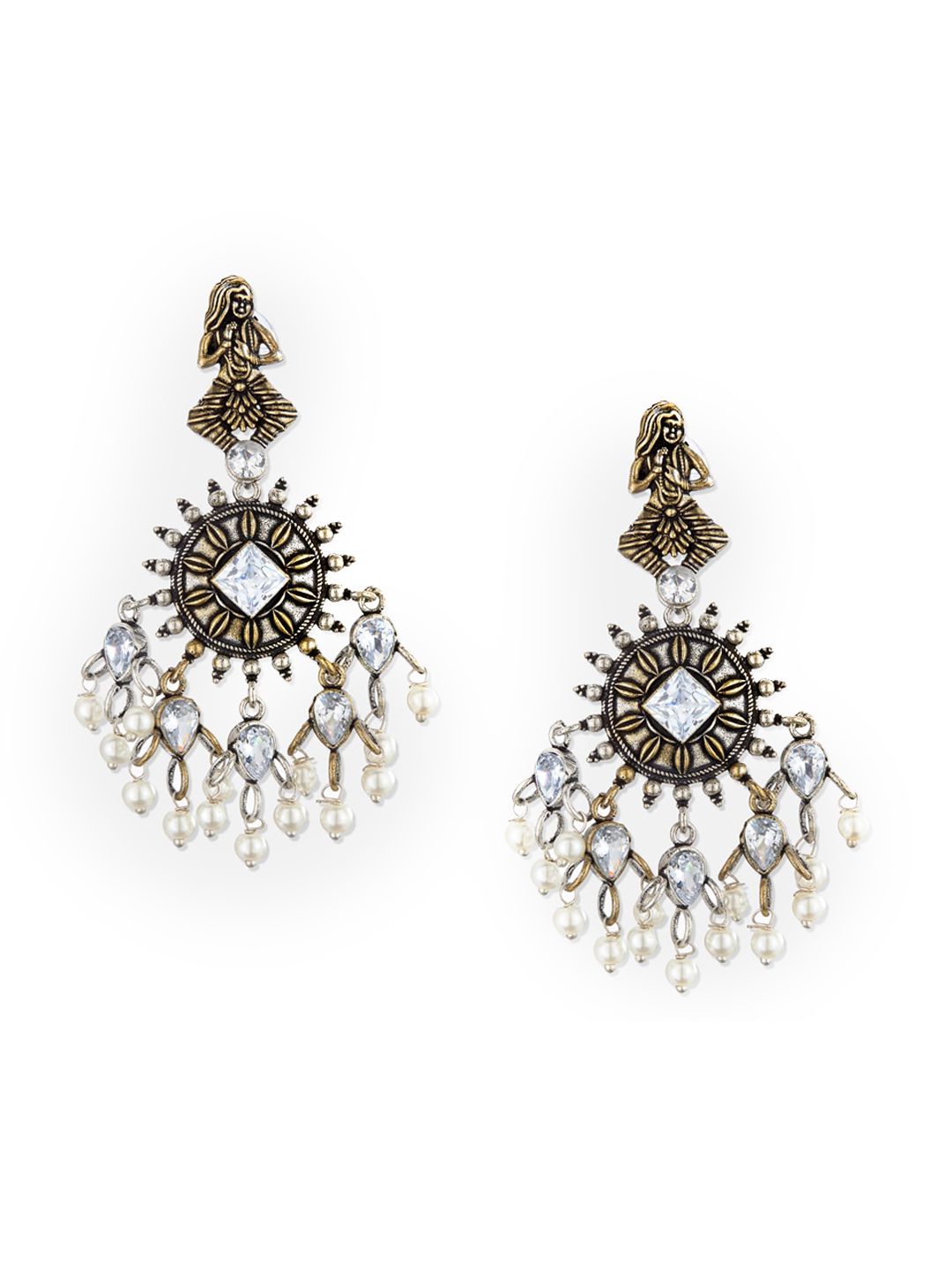 ATIBELLE Copper-Toned Contemporary Drop Earrings