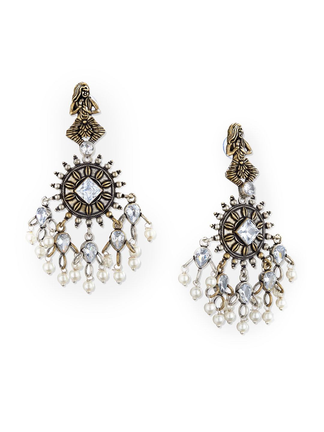 ATIBELLE Copper-Toned Contemporary Drop Earrings