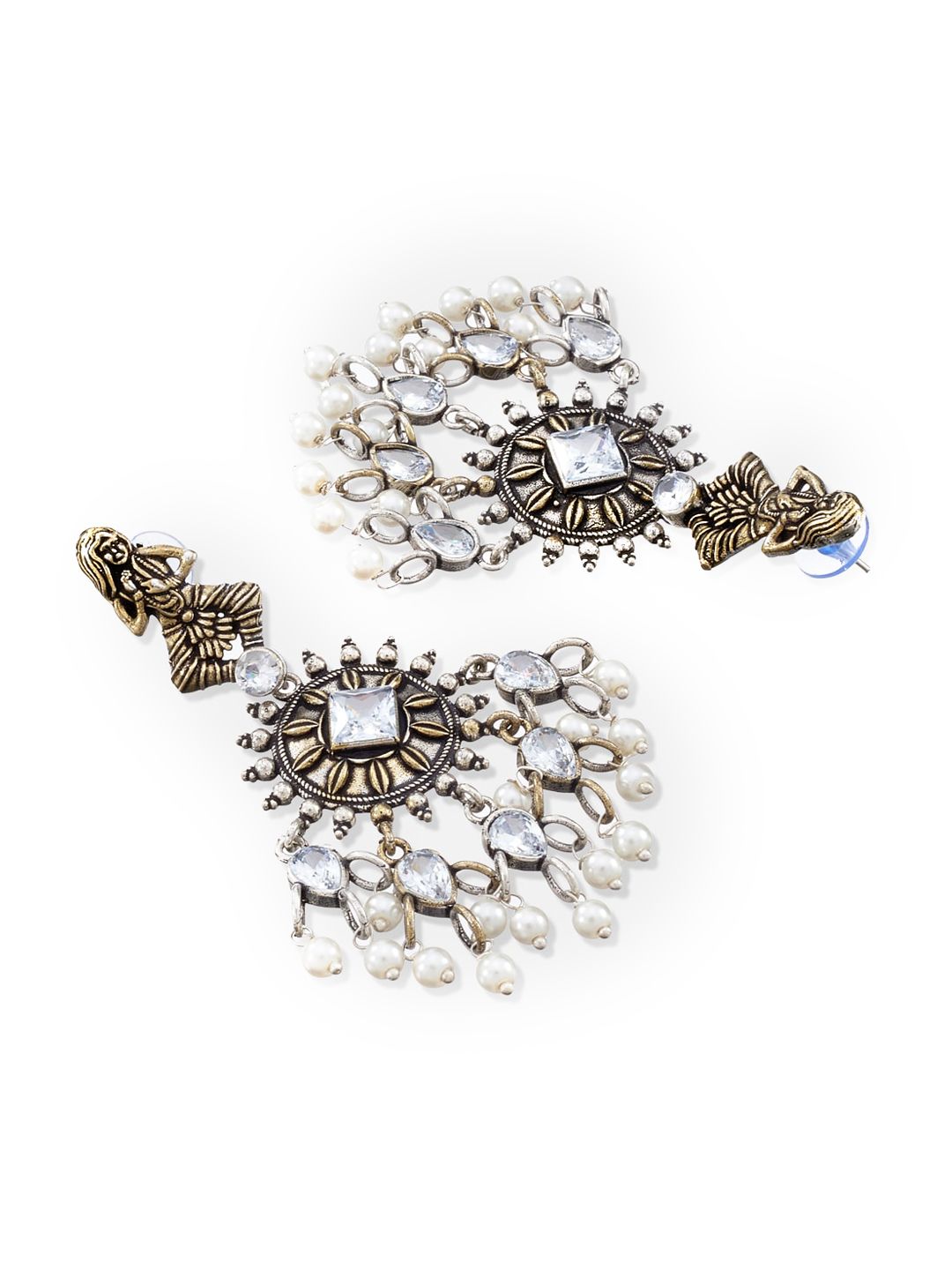 ATIBELLE Copper-Toned Contemporary Drop Earrings