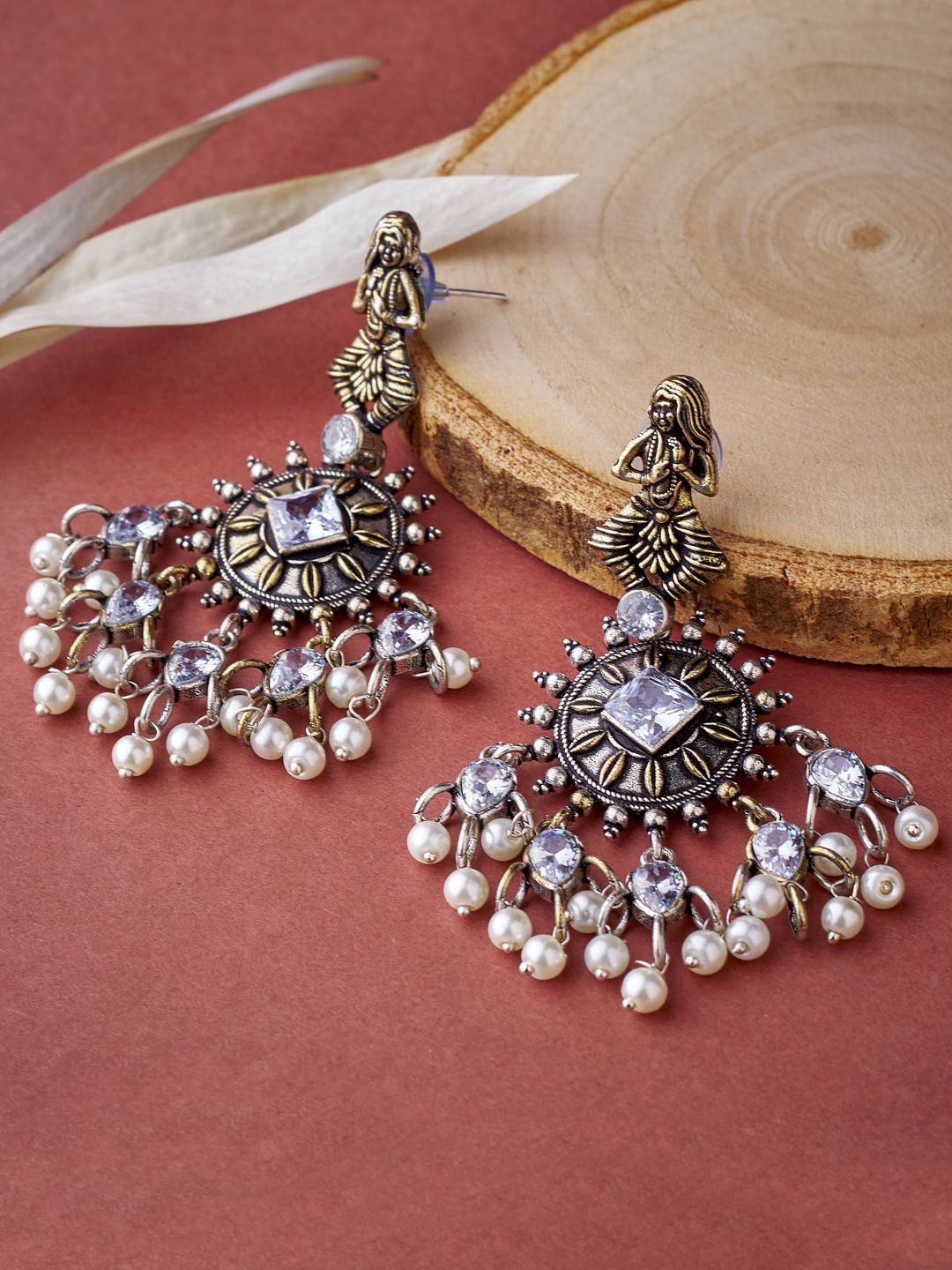 ATIBELLE Copper-Toned Contemporary Drop Earrings