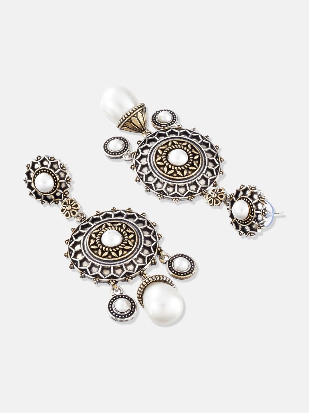 ATIBELLE Silver-Plated Circular Drop Earrings