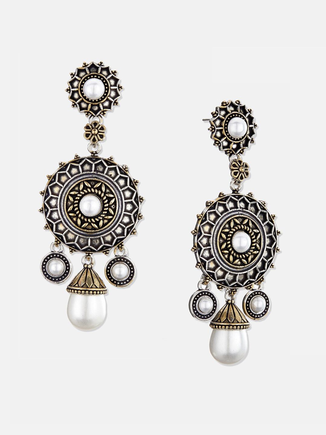 ATIBELLE Silver-Plated Circular Drop Earrings