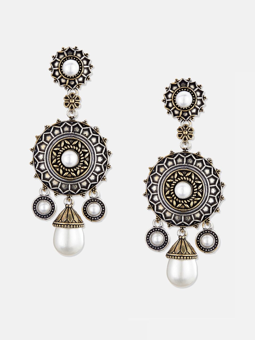 ATIBELLE Silver-Plated Circular Drop Earrings