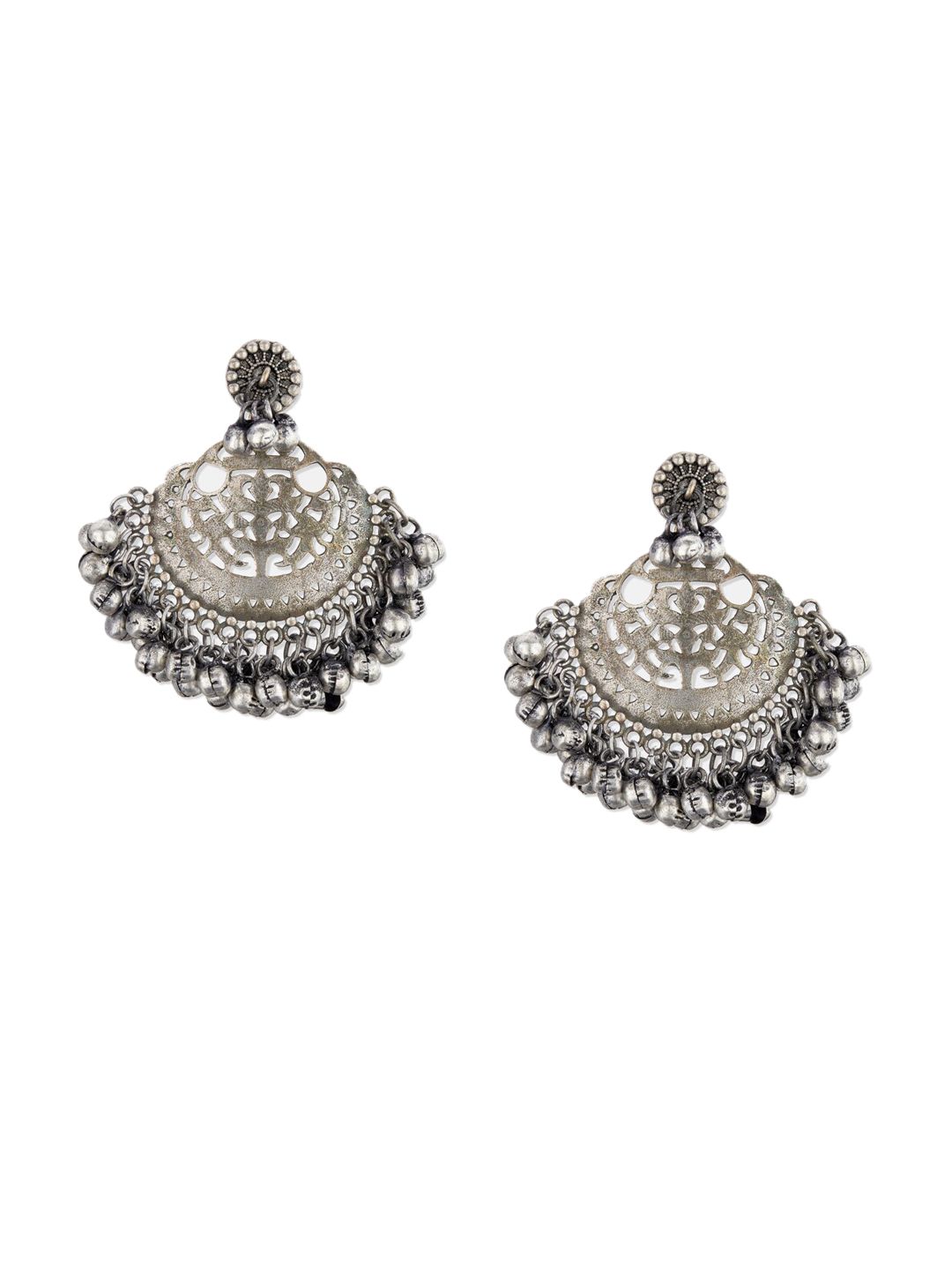 ATIBELLE Silver-Toned Contemporary German Silver Chandbalis Earrings