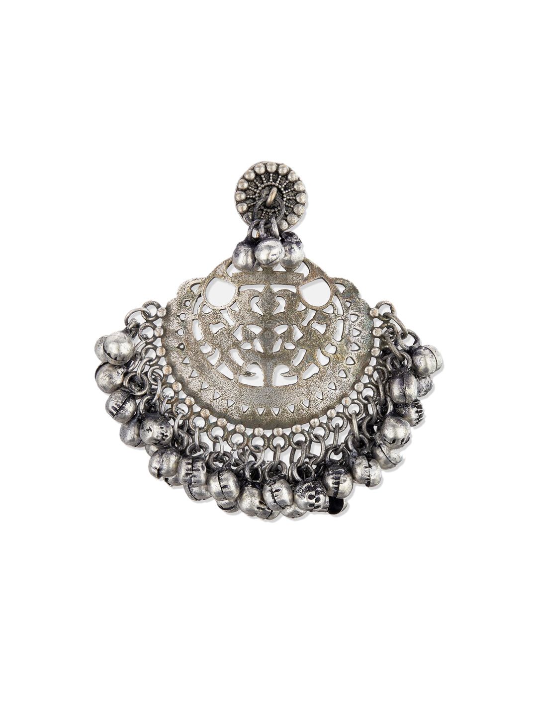 ATIBELLE Silver-Toned Contemporary German Silver Chandbalis Earrings