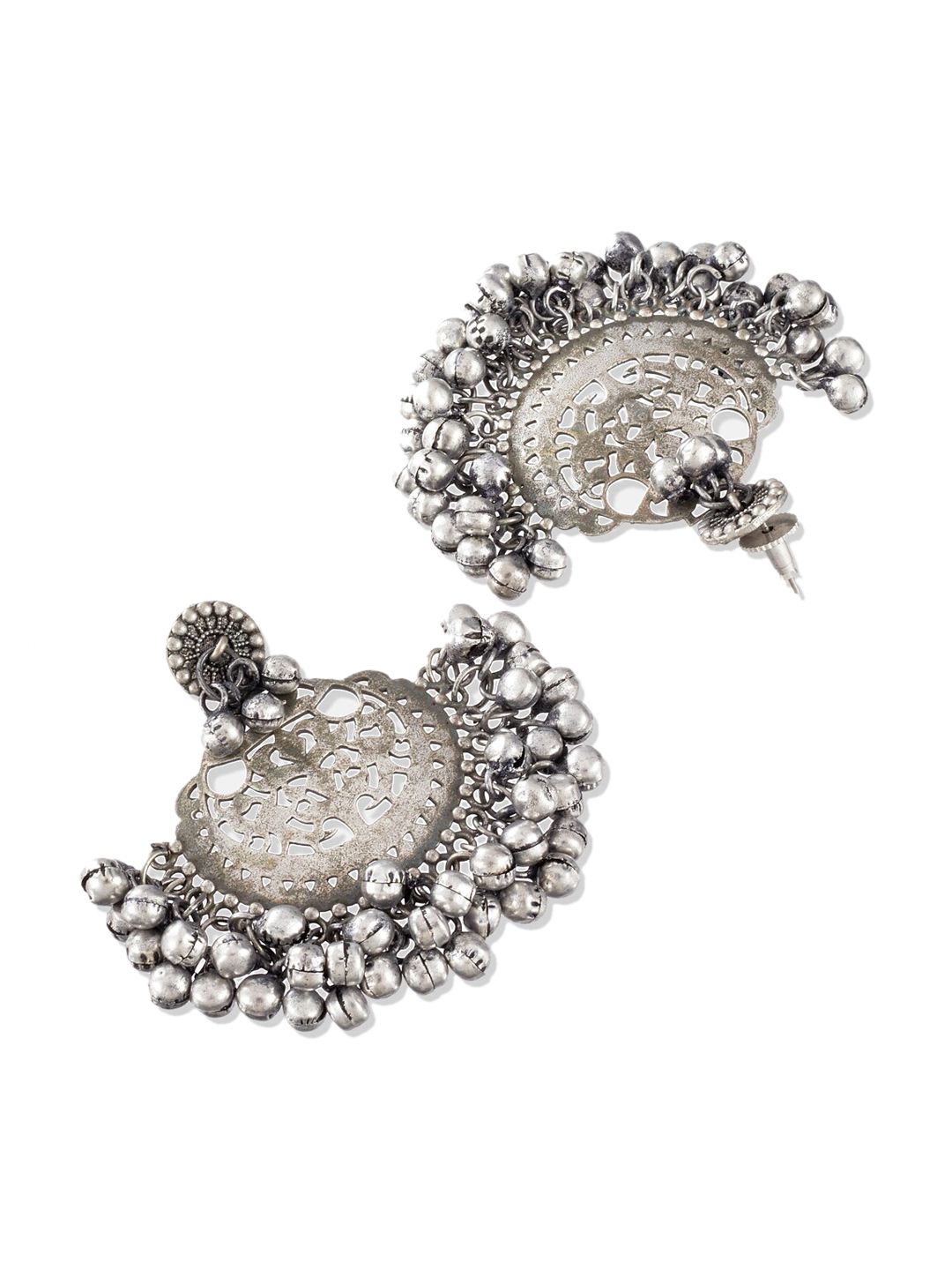 ATIBELLE Silver-Toned Contemporary German Silver Chandbalis Earrings
