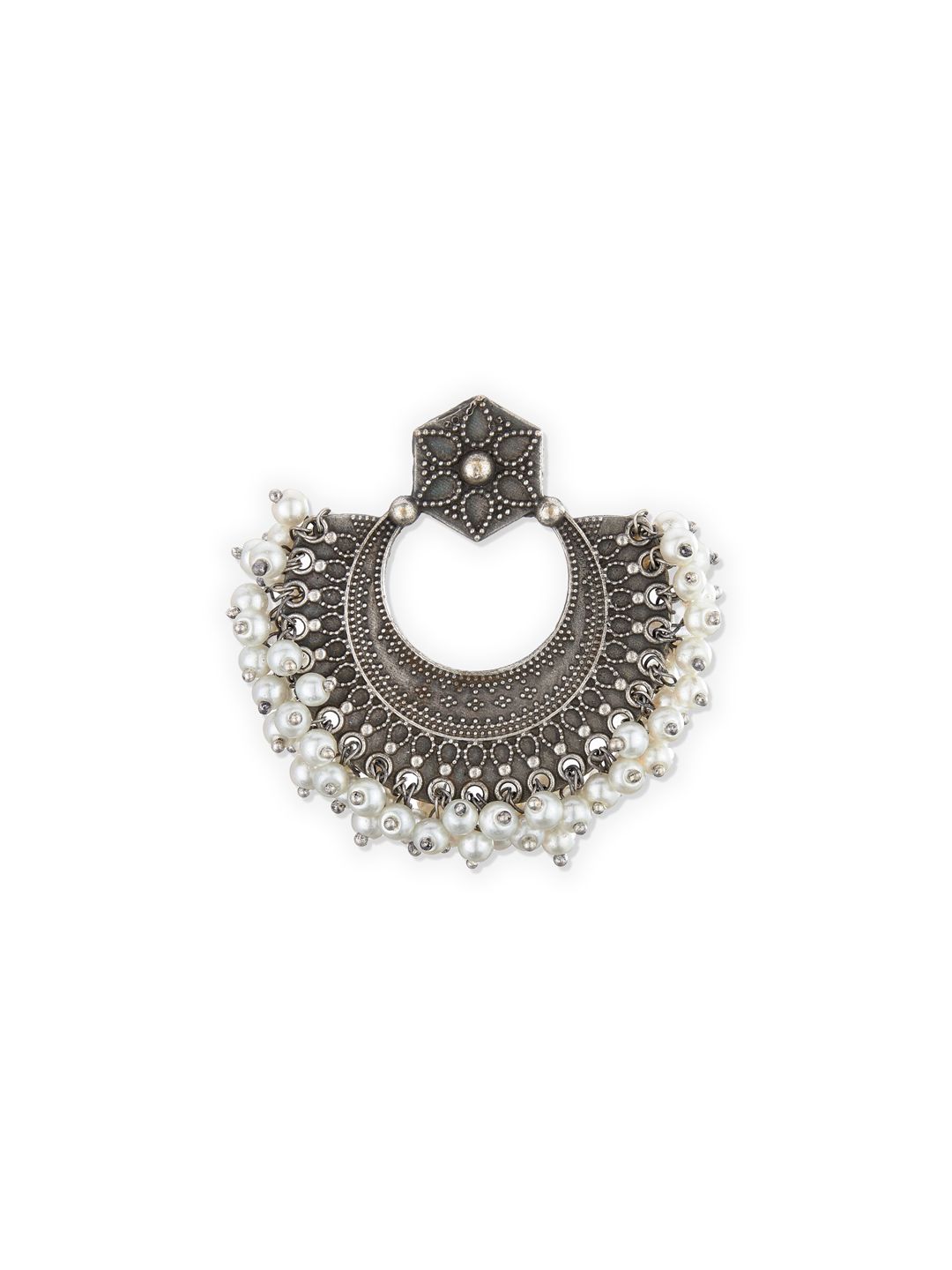 ATIBELLE Oxidised Silver-Plated White German Silver Chandbalis Earrings
