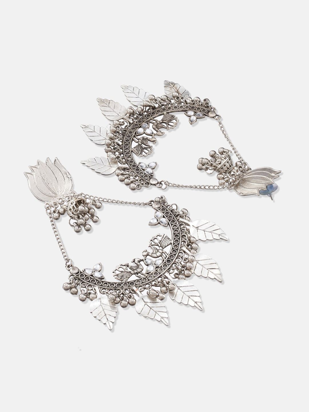 ATIBELLE Silver-Plated Floral Chandbalis Earrings