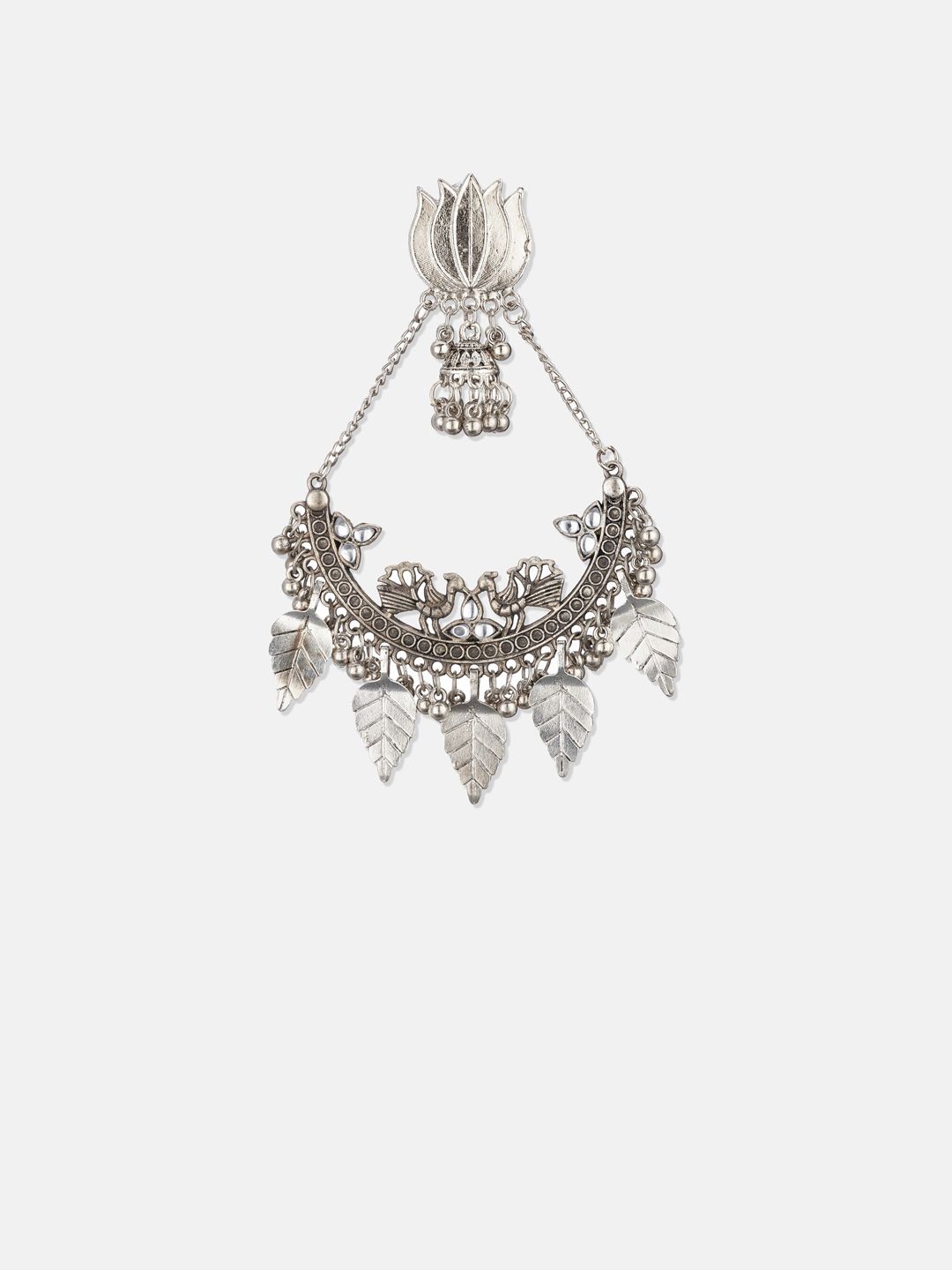 ATIBELLE Silver-Plated Floral Chandbalis Earrings