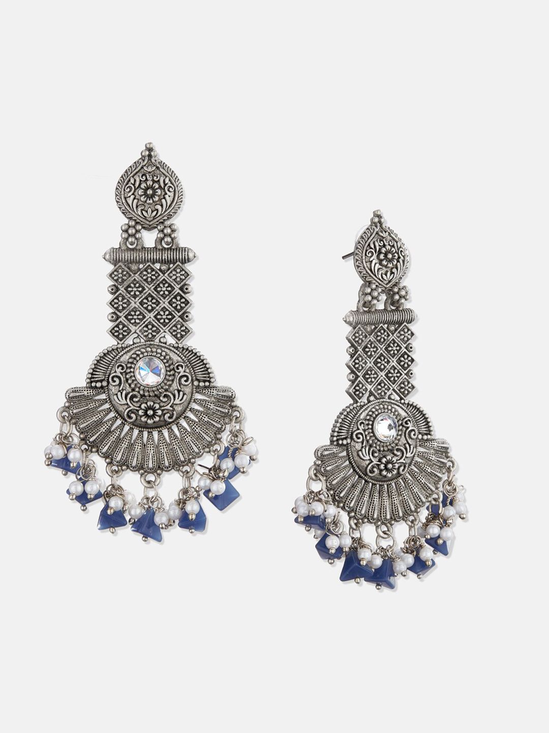 ATIBELLE Silver-Plated Floral Drop Earrings