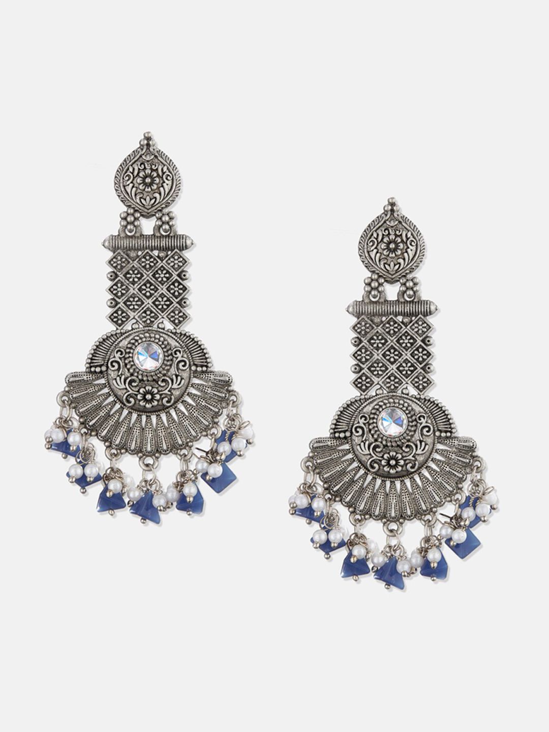 ATIBELLE Silver-Plated Floral Drop Earrings