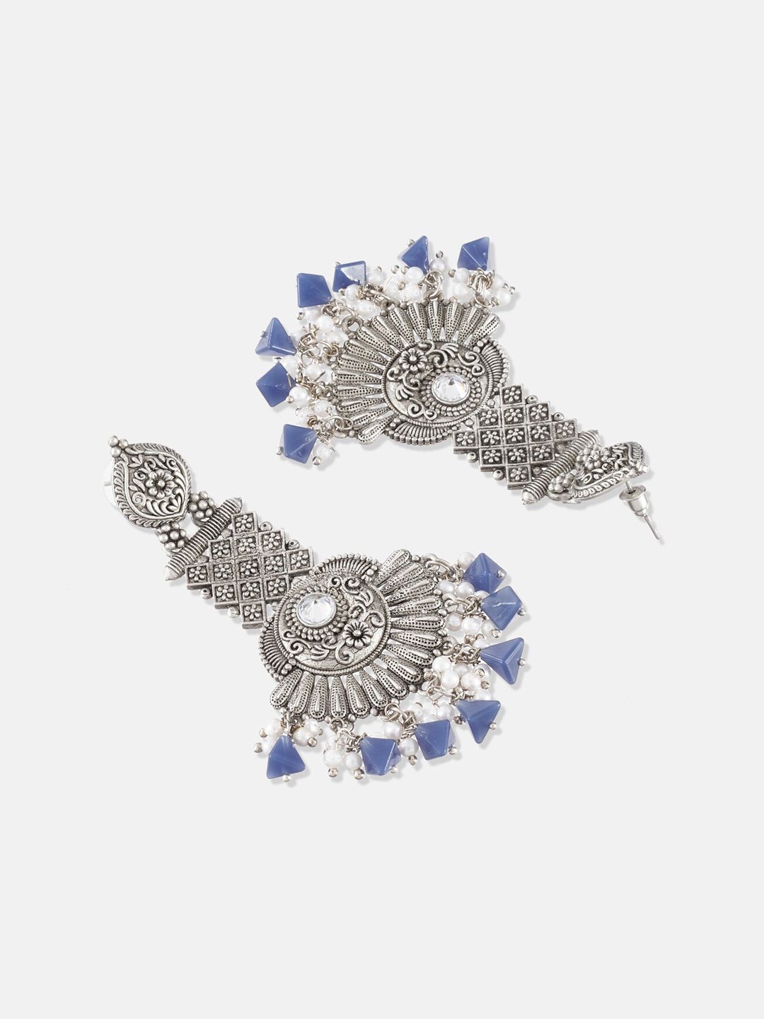 ATIBELLE Silver-Plated Floral Drop Earrings