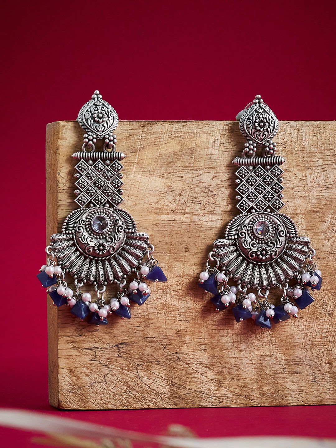 ATIBELLE Silver-Plated Floral Drop Earrings
