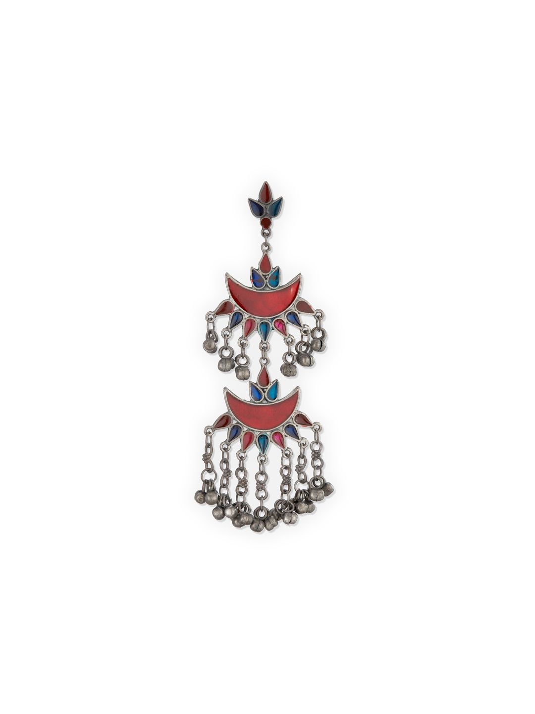 ATIBELLE Red Silver Plated Contemporary Drop Earrings