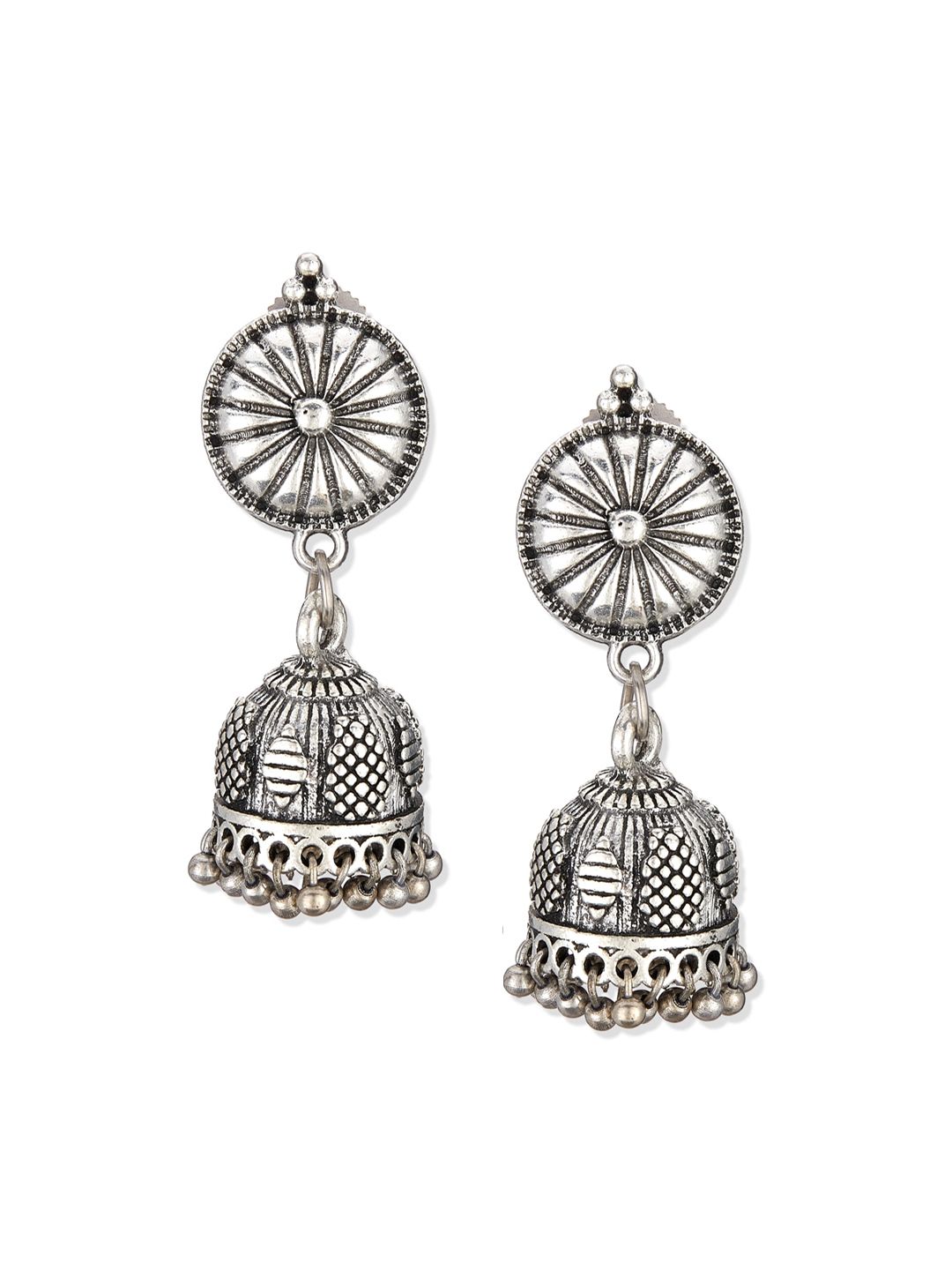 ATIBELLE Silver-Plated Floral Inspired Oxidised German Silver Jewellery Set