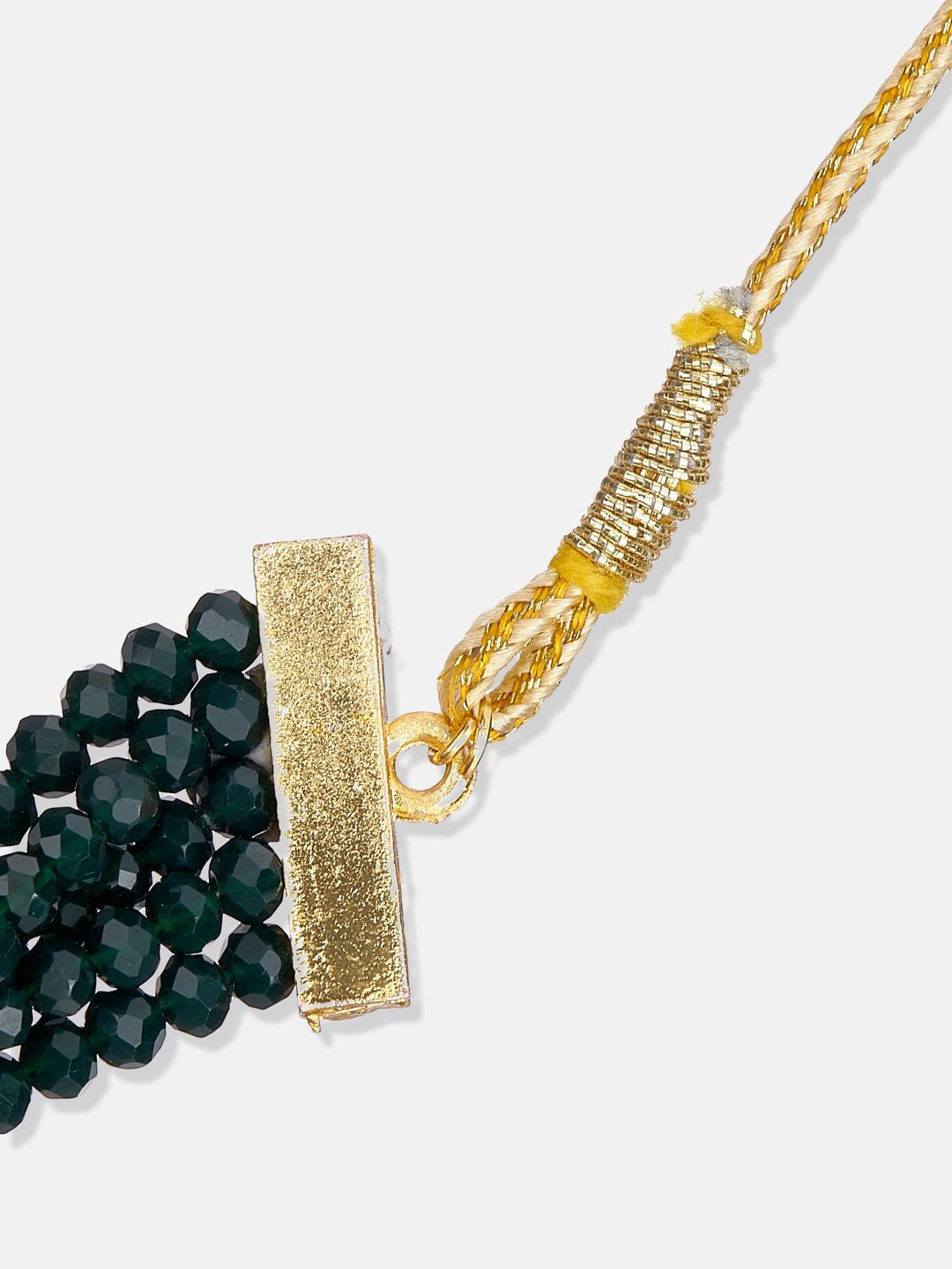 ATIBELLE Gold-Plated White & Green Kundan-Studded & Beaded Meenakari Jewellery Set