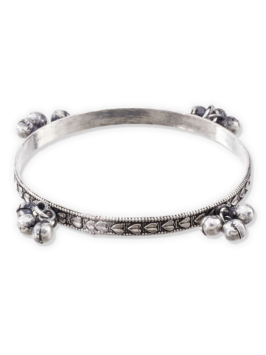 ATIBELLE Set Of 2 Oxidised Silver-Plated Ghungroo Beaded Bangles