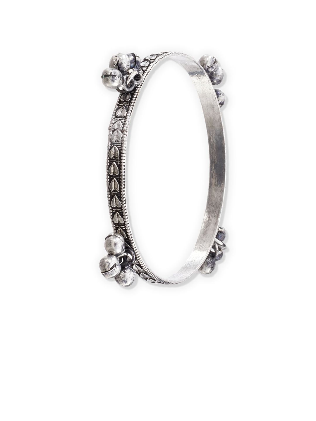 ATIBELLE Set Of 2 Oxidised Silver-Plated Ghungroo Beaded Bangles
