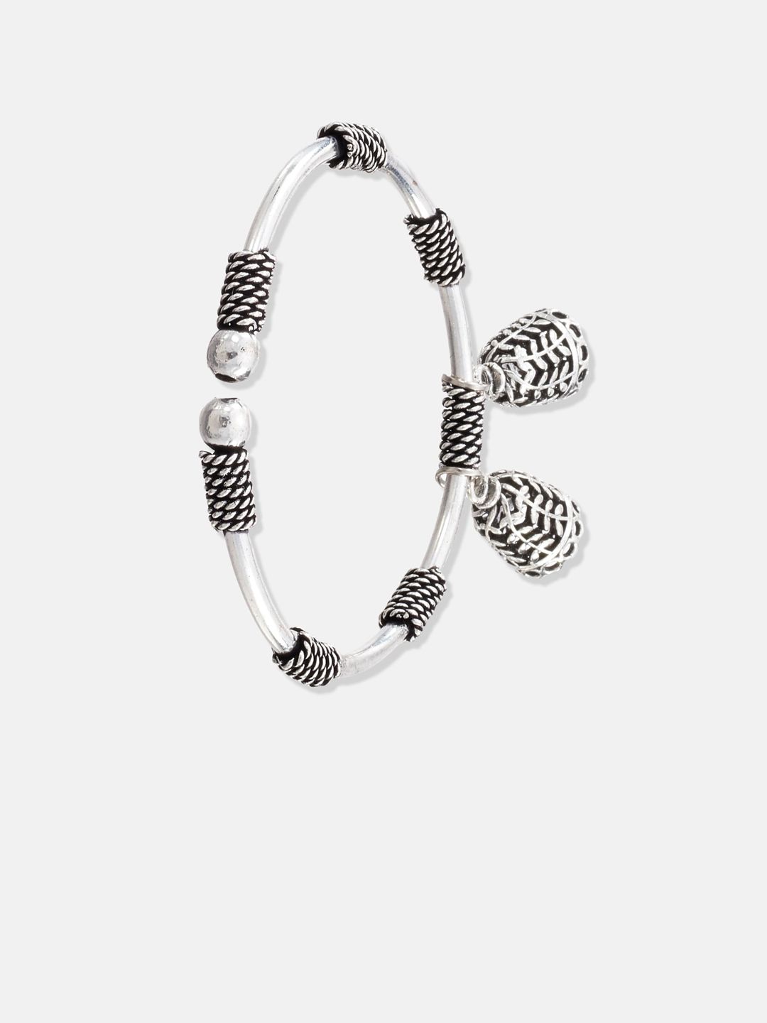 ATIBELLE Women Silver-Plated Oxidized Silver Bangle