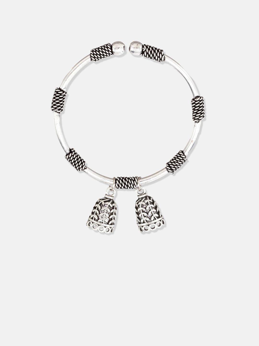 ATIBELLE Women Silver-Plated Oxidized Silver Bangle
