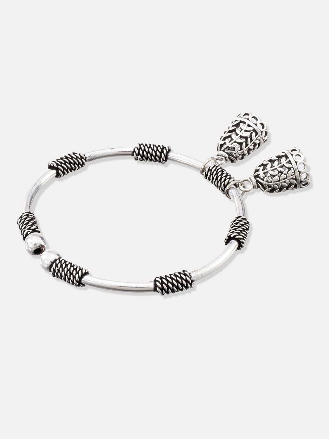 ATIBELLE Women Silver-Plated Oxidized Silver Bangle