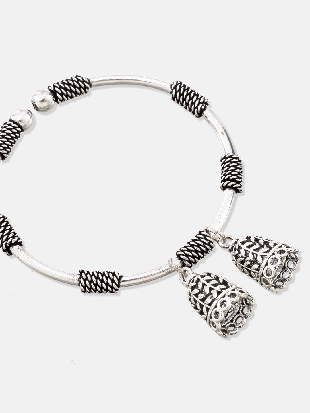 ATIBELLE Women Silver-Plated Oxidized Silver Bangle