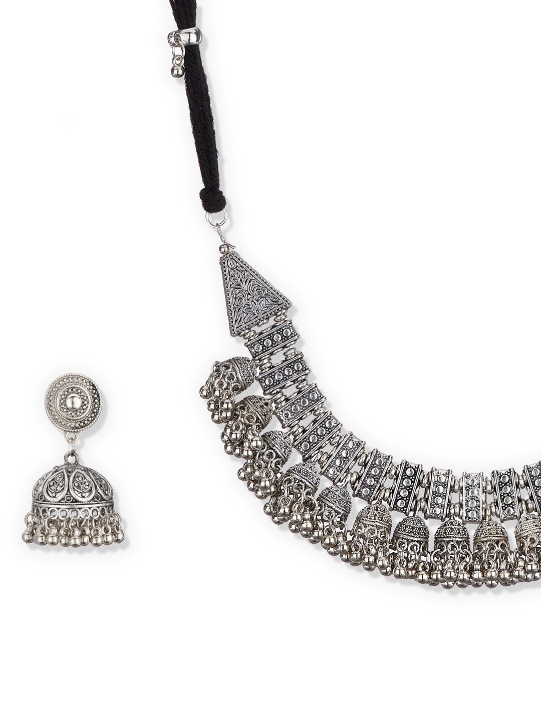 ATIBELLE Women Silver-Plated German Silver Oxidized Jewellery Set