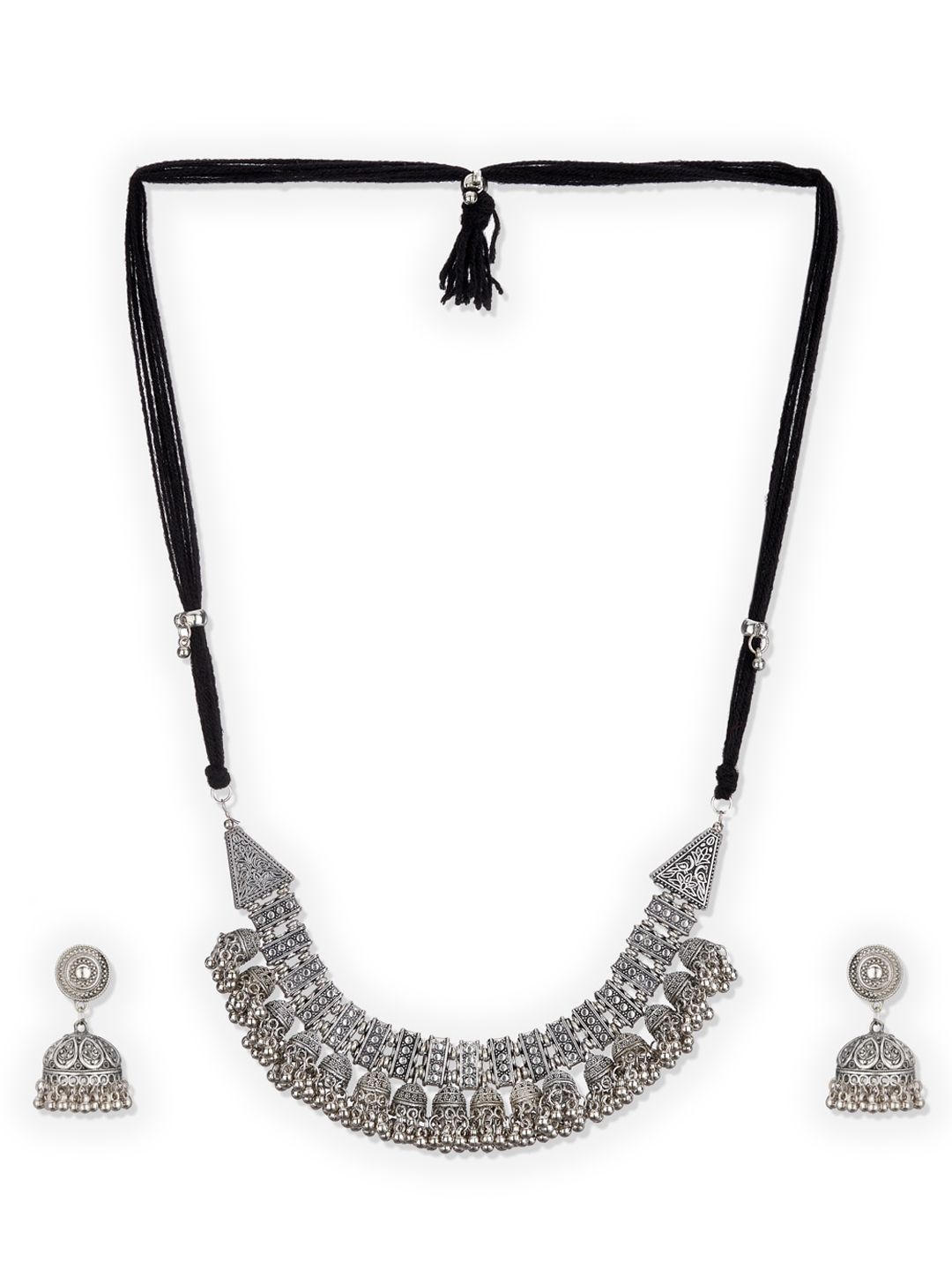 ATIBELLE Women Silver-Plated German Silver Oxidized Jewellery Set