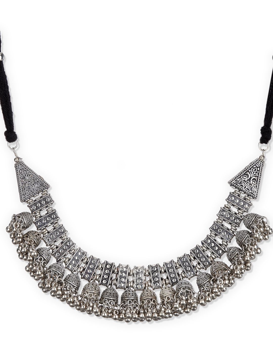 ATIBELLE Women Silver-Plated German Silver Oxidized Jewellery Set