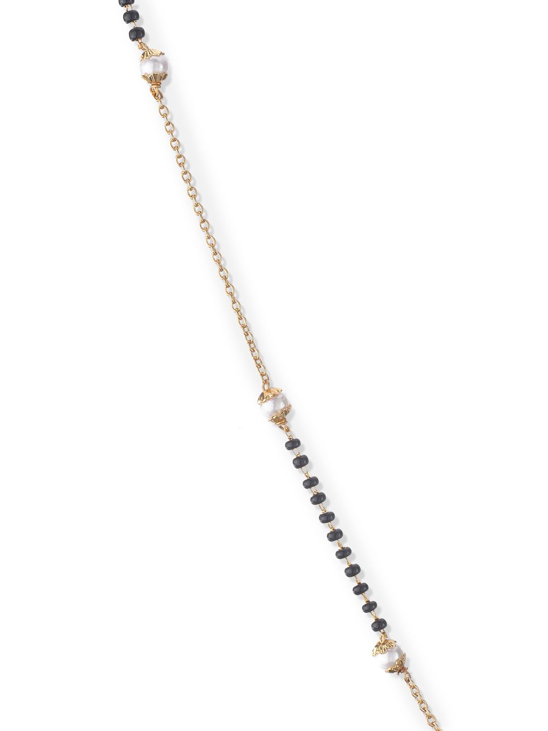 ATIBELLE Gold-Plated Black & White Beaded Mangalsutra