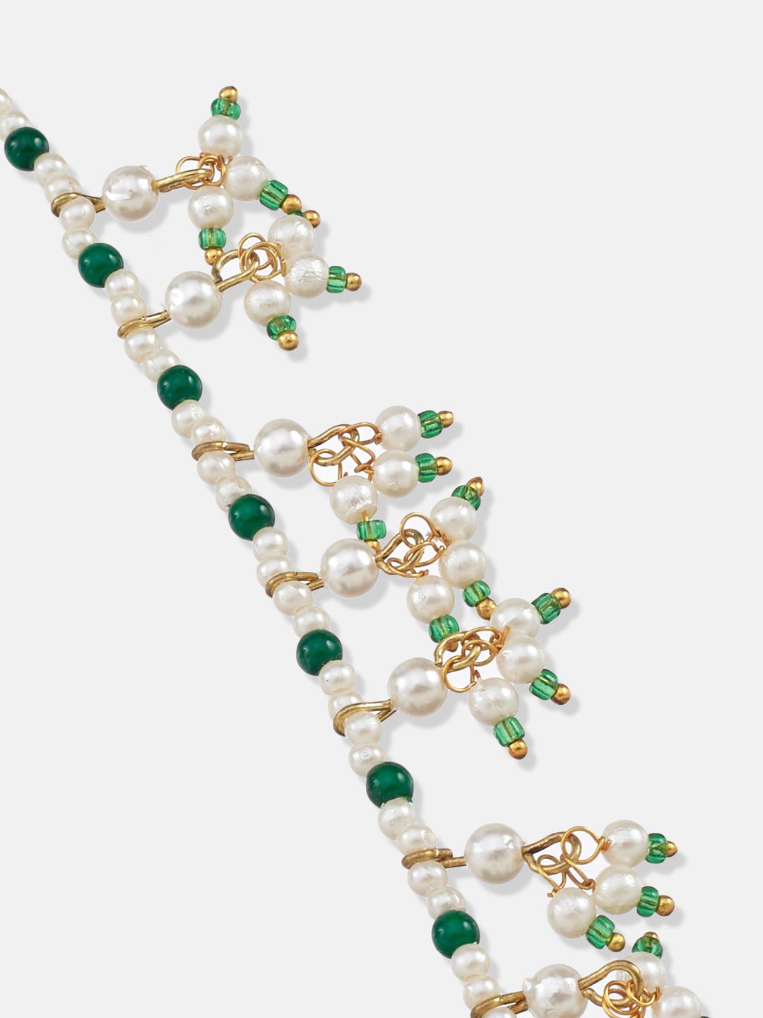 ATIBELLE Gold-Plated Green Stone Studded  Bridal Nose Ring