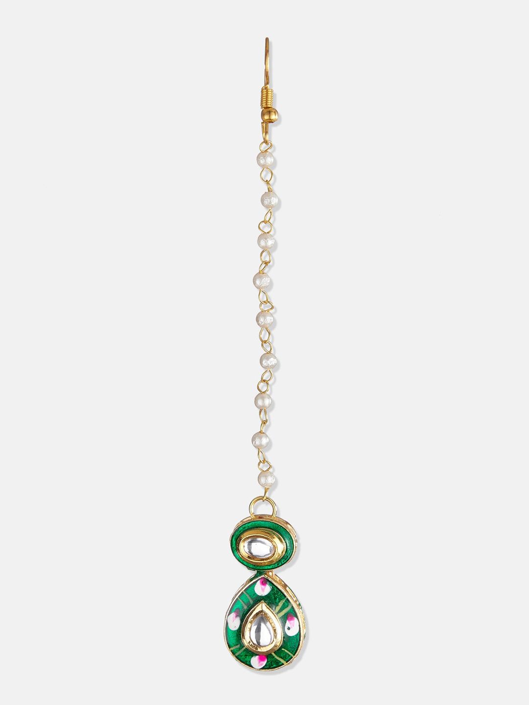 ATIBELLE Gold-Plated Green Kundan-Studded Jewellery Set