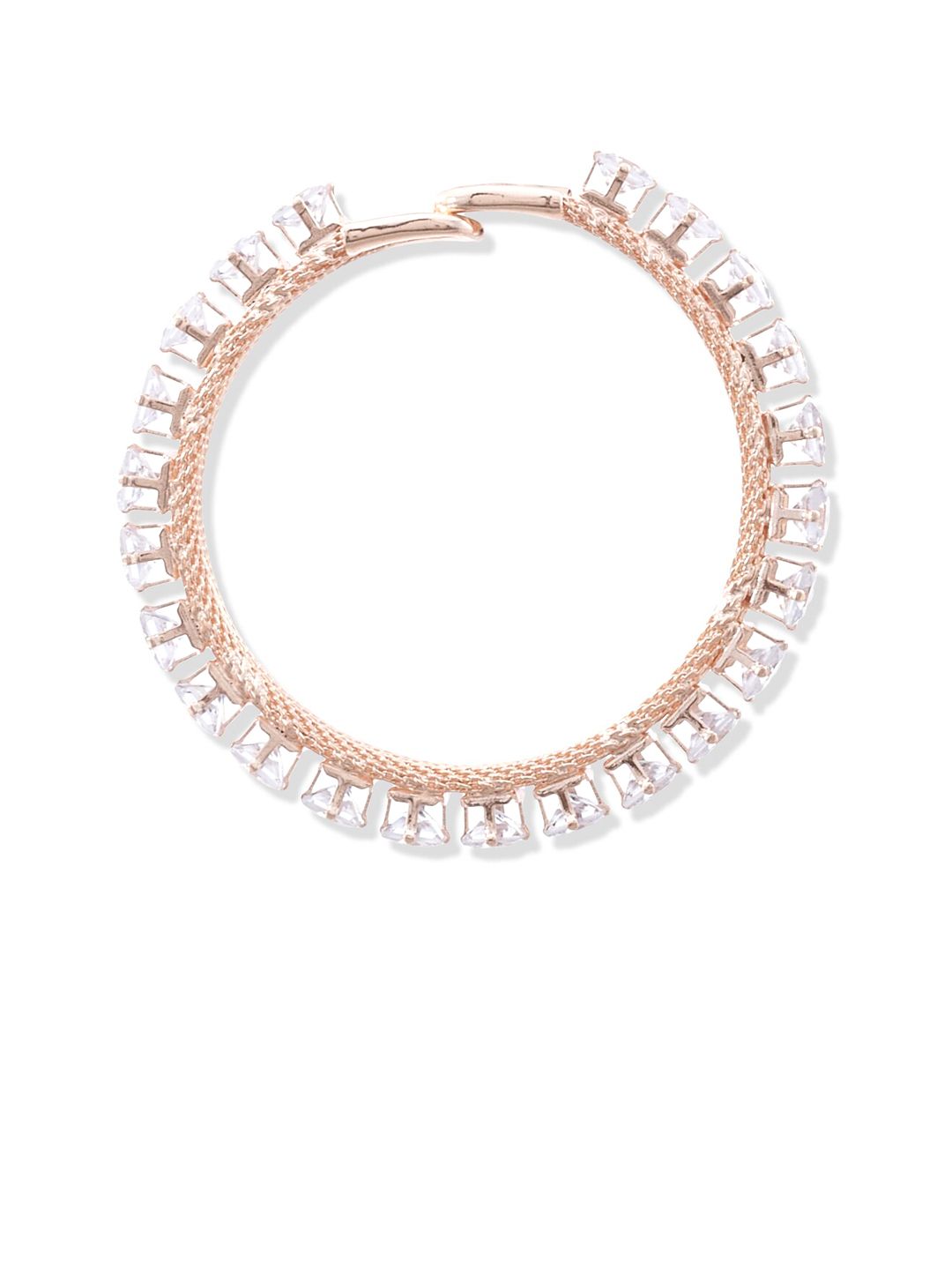 ATIBELLE Gold-Plated White AD-Stone Studded Handcrafted Bangle
