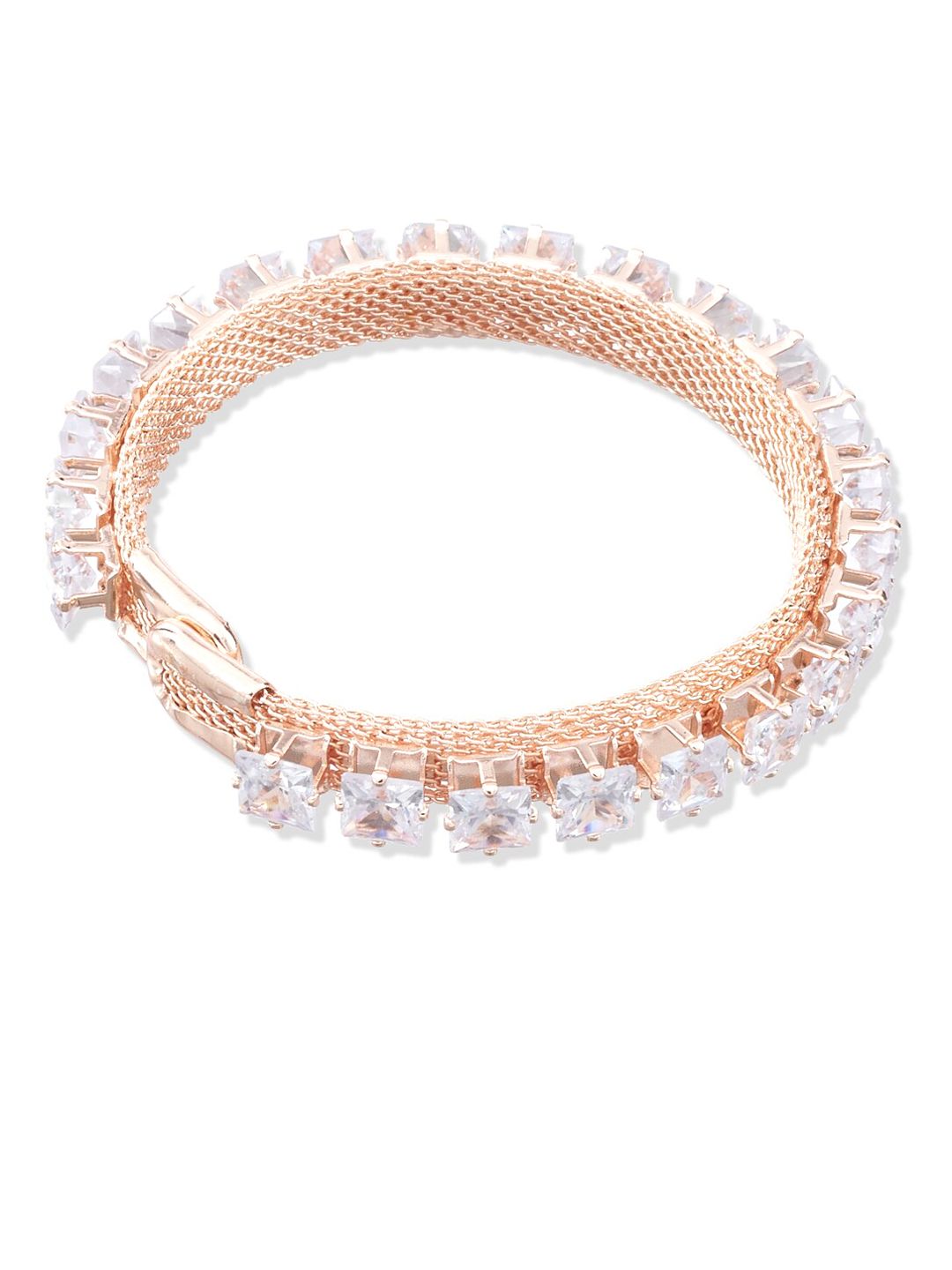 ATIBELLE Gold-Plated White AD-Stone Studded Handcrafted Bangle