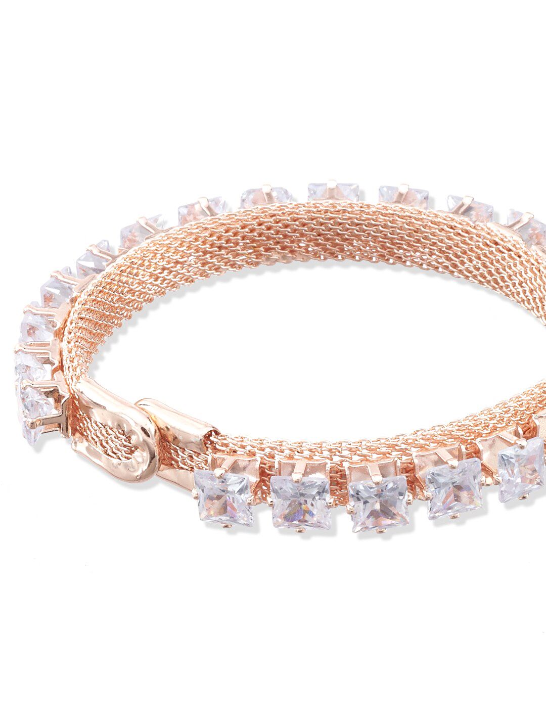 ATIBELLE Gold-Plated White AD-Stone Studded Handcrafted Bangle