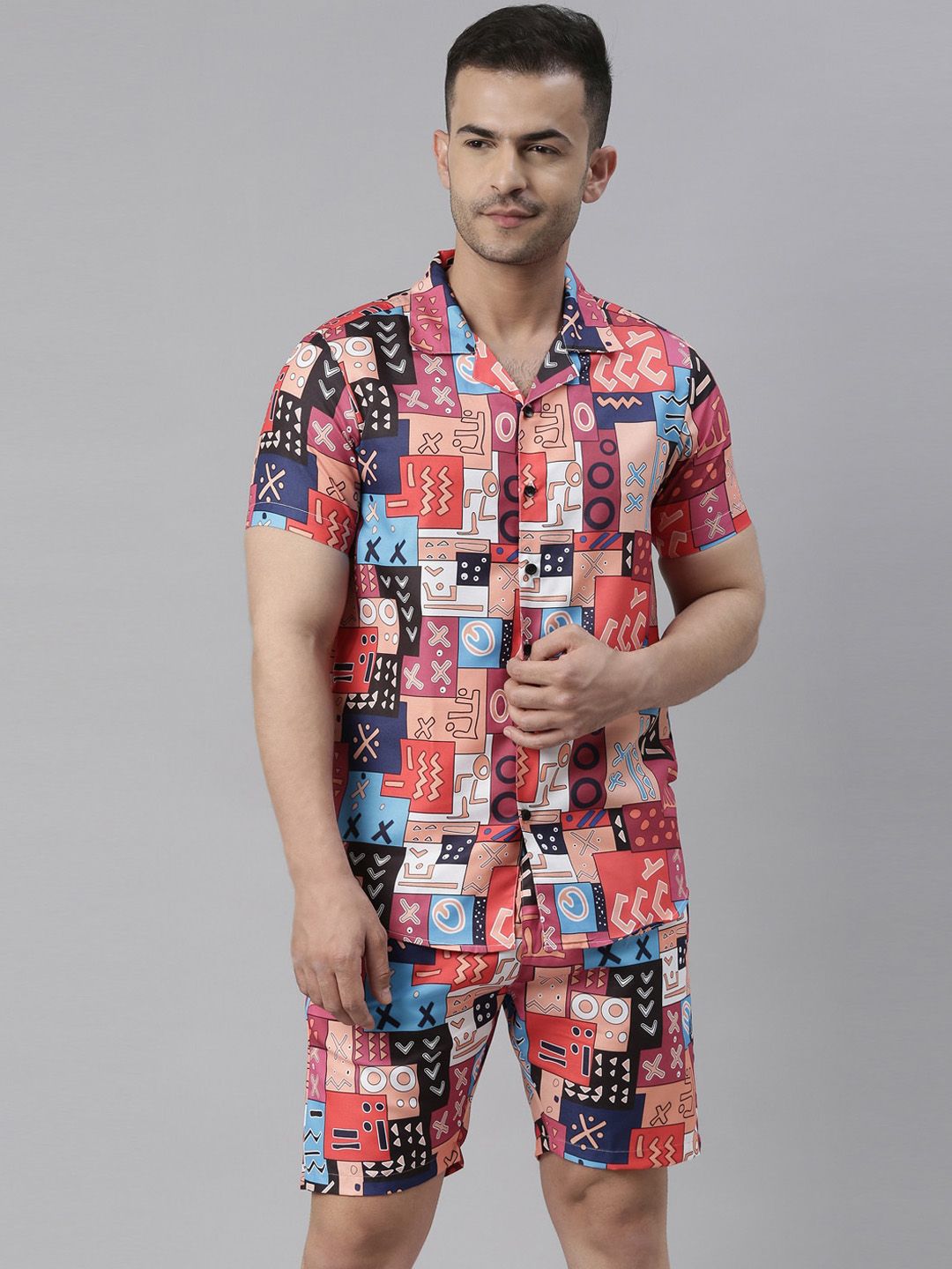 Bushirt Men Blue & Red Printed Night suit-picture-21
