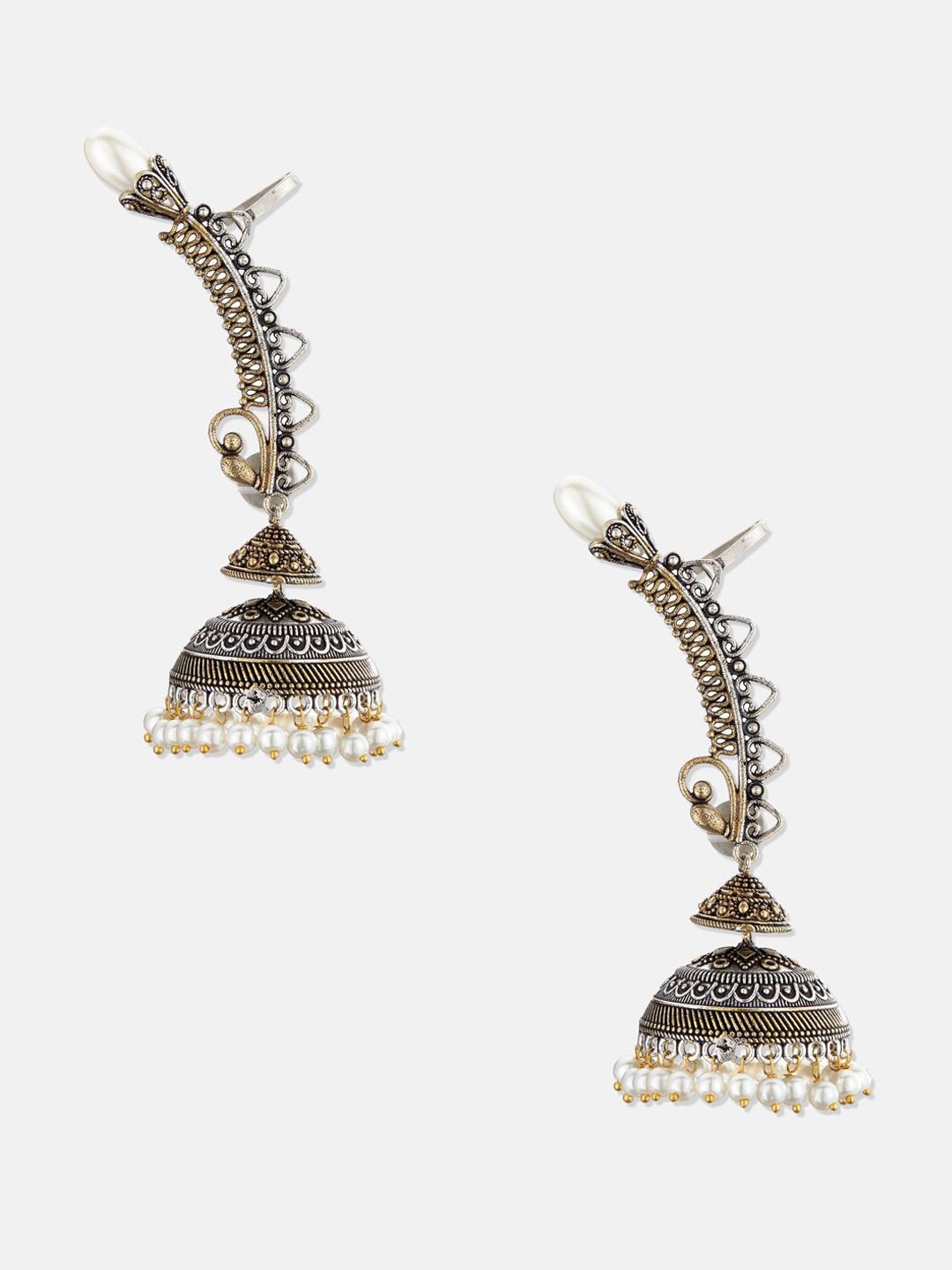 ATIBELLE Silver-Toned Contemporary Ear Cuff Earrings