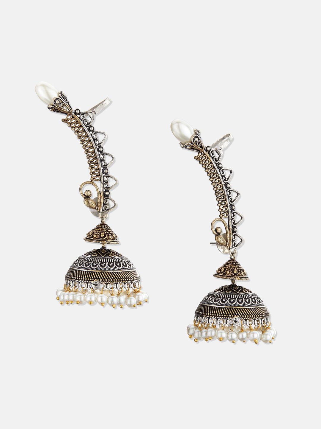 ATIBELLE Silver-Toned Contemporary Ear Cuff Earrings