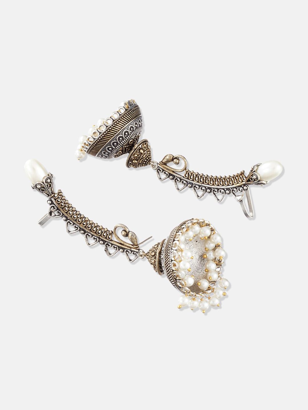 ATIBELLE Silver-Toned Contemporary Ear Cuff Earrings