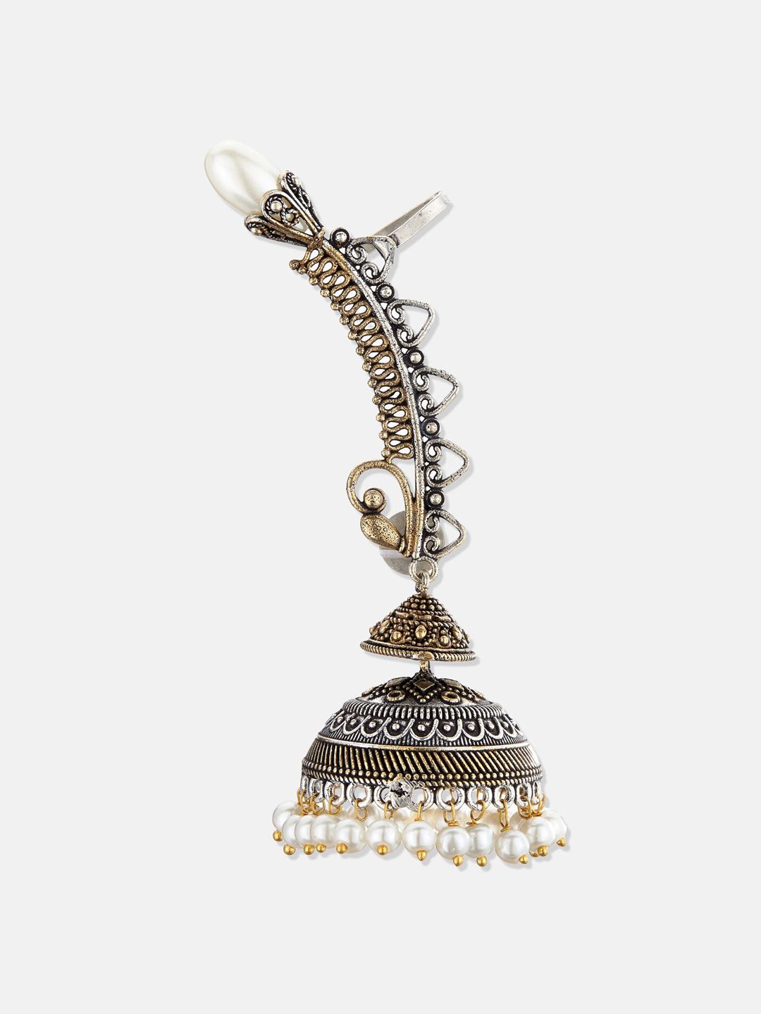 ATIBELLE Silver-Toned Contemporary Ear Cuff Earrings