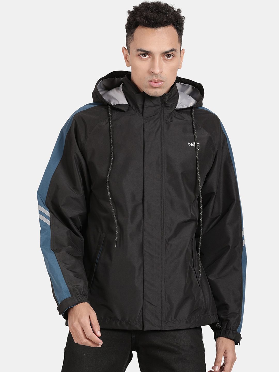 t-base Men Black Solid Ribstop Waterproof Rainwear Jacket-picture-42