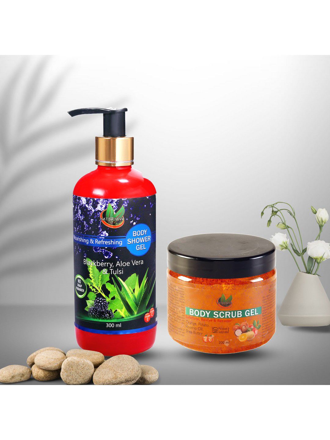 NatureNova Herbals Set of Shower Gel 300ml & Body Scrub Gel 200ml-image-14